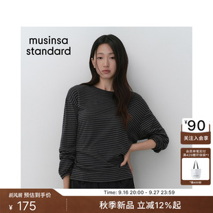 韩国26秋季新品女士条纹宽松圆领长袖T恤MUSINSA STANDARD