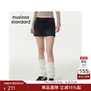 韩国秋冬时尚女士低腰舒适显腿长牛仔修身短裤裙MUSINSA STANDARD