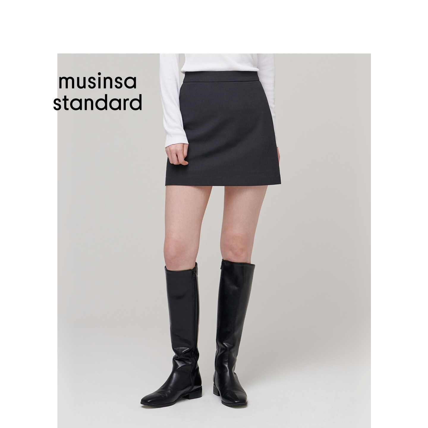 韩国秋冬时尚女士A字裙短裙高腰显瘦通勤半身裙MUSINSA STANDARD