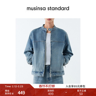 韩国春季男士大码硬挺有型潮酷牛仔赛车夹克musinsa standard