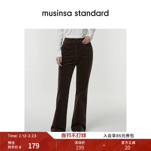 韩国春季女士复古高腰显瘦灯芯绒西裤微喇长裤musinsa standard