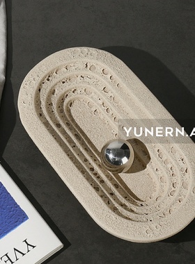 极简侘寂样板房间家居餐桌茶几陶瓷艺术售楼处玄关W收纳托盘摆件