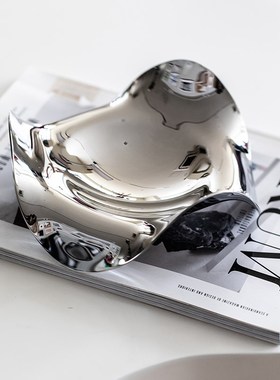 304不锈钢波浪形果盘简约欧y式不锈钢色异形托盘样板房摆件餐厅