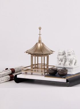 现代新中式茶具组合客厅茶几狮子托盘摆件样板房售U楼处玄关装饰