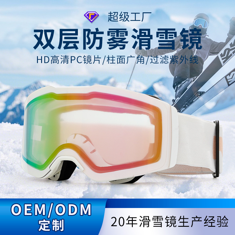 滑雪镜双层防雾柱面男女户外雪镜护目镜成人登山滑雪眼镜装备偏光