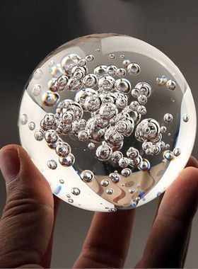 透明水晶气泡球摆件转运球桌面客厅办公室装饰品假山流水喷泉配件