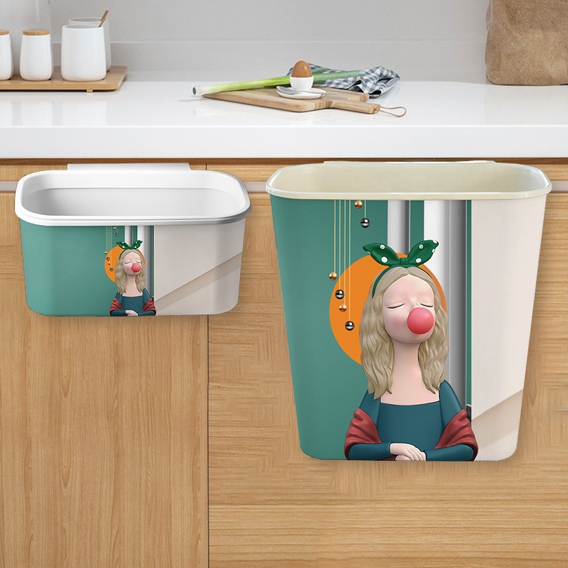 家用挂在橱柜门上的垃圾桶厨房挂式大容量迷你窄小号W厕所卫生间