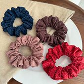 2024早春新款 精品中号波点布艺发圈头绳森系文艺少女大肠发圈头花