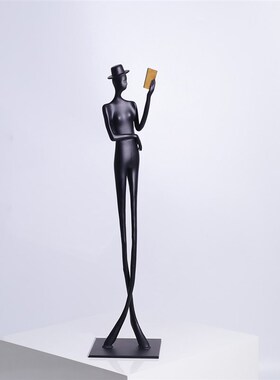 现代轻奢创意抽象人物看书电视柜样板房客厅Q玄关摆件艺术雕塑