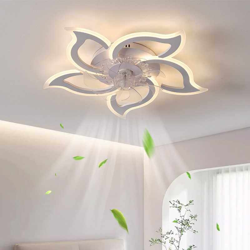 简约现代卧室风扇灯家用LED吸顶灯餐厅摇头风扇灯语音款风扇灯