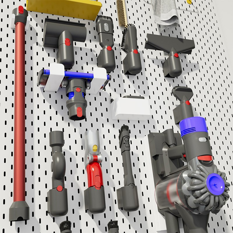 戴森洞洞板置物架配件定制收纳架柜内吸尘器架吸头挂钩金属免打孔