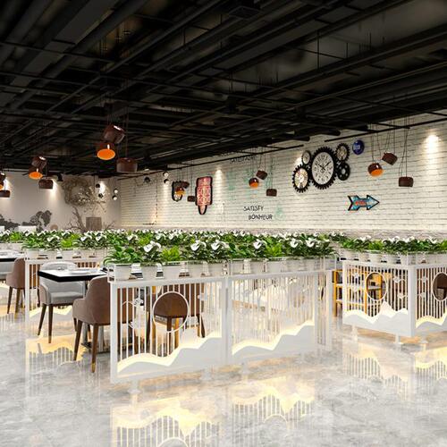 餐厅矮隔断墙围栏火锅店饭店过道半截铁艺卡座花架屏风酒店栅栏