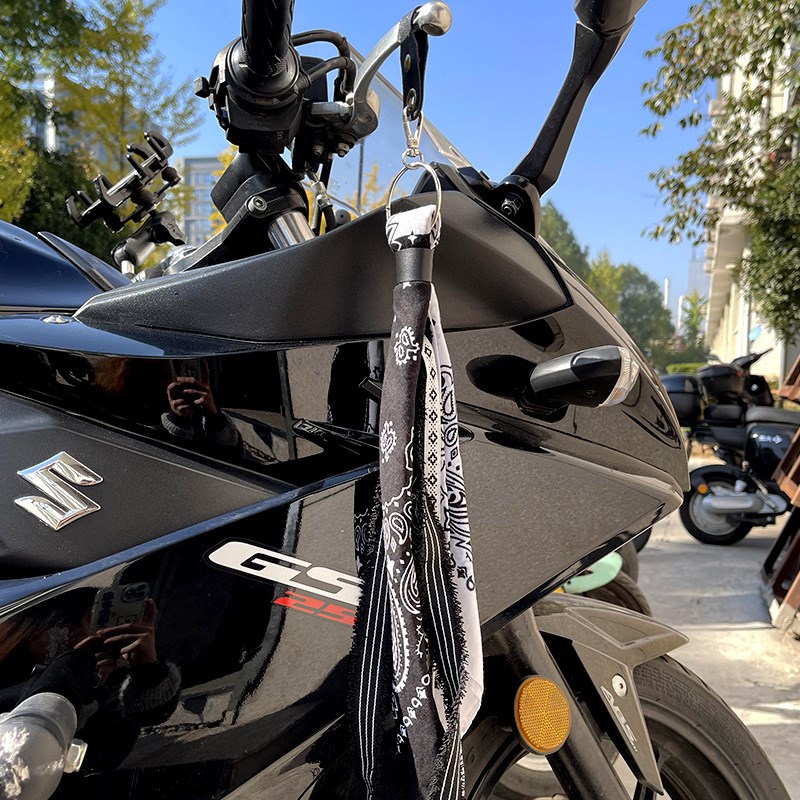 通用车把挂e件机车手柄飘带哈雷牛角方巾装饰电动车潮流煞车