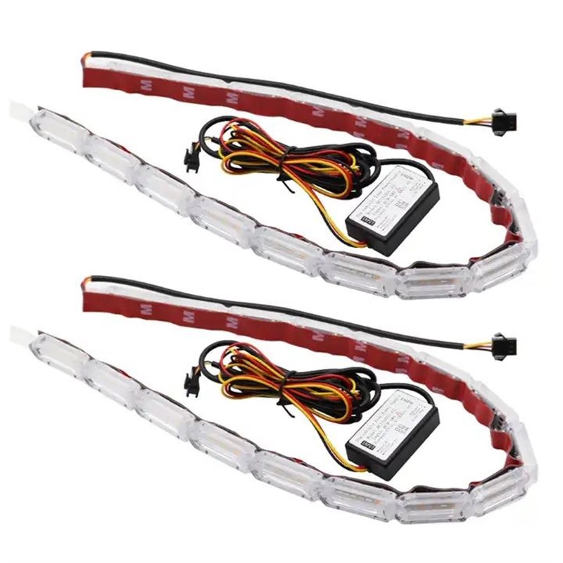 16led外置汽车COB日间行车灯箭头双色流光转S向灯改装日行灯防水