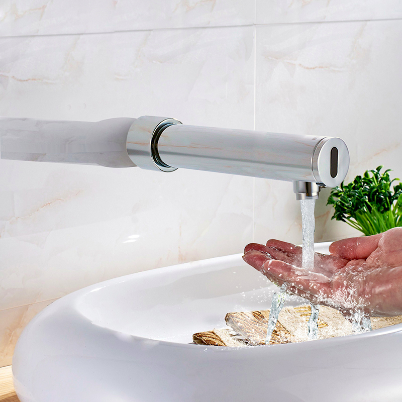 全铜全自动感应水龙头 洗手器入墙式单 电池后进水感应龙头洗手器