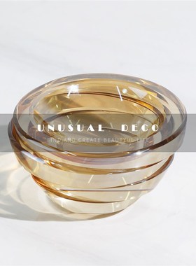 现代极简轻奢香h槟色水晶层叠碗型摆件样板房客厅茶几玄关软装饰