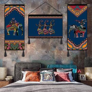 云南西双版纳民宿挂毯壁毯装饰画客厅背景墙挂布卧室玄关传统挂画