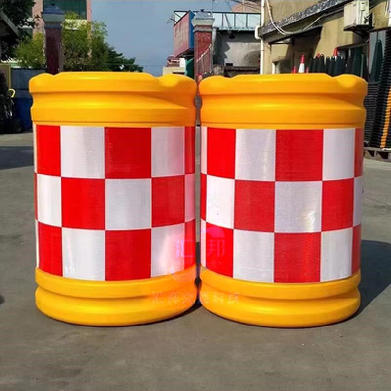 滚塑反光防撞桶塑料圆柱形隔离墩三孔水马防撞桶市政围挡马路护栏