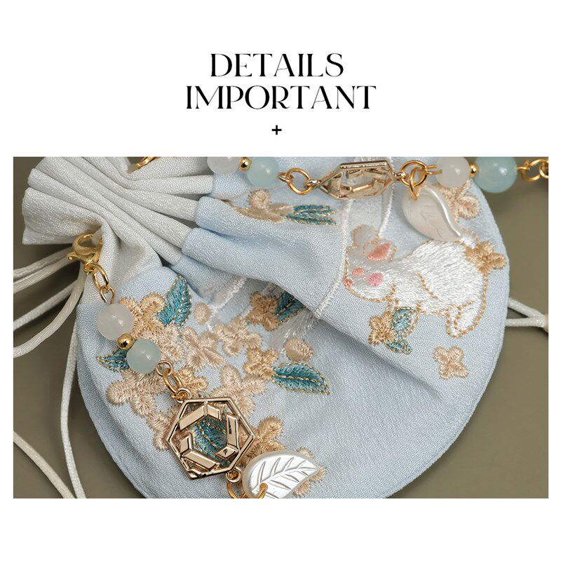 AMNN 国风玉兔刺绣荷包香囊2025新款古风汉服配饰车载挂饰