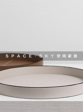现代轻奢样板间圆形皮革托盘高档皮质收纳盘展厅装饰品摆件储物