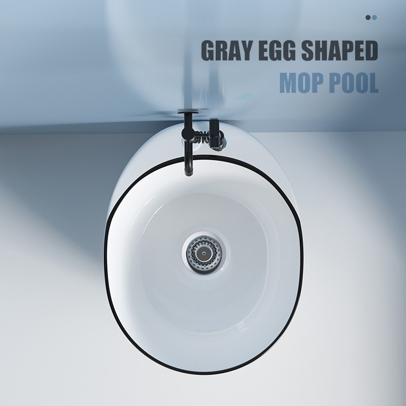 XORO拖把池阳台家用卫生间创意蛋型墩布池洗脚池陶瓷拖布池落地式