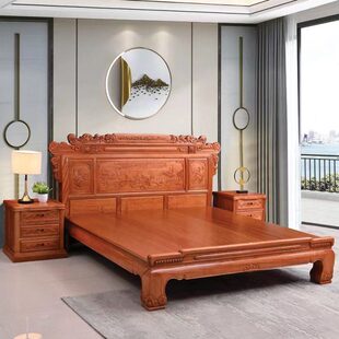 红木大床金花梨木1.8米双人床1.5米菠萝格中式明清仿古典主卧家具