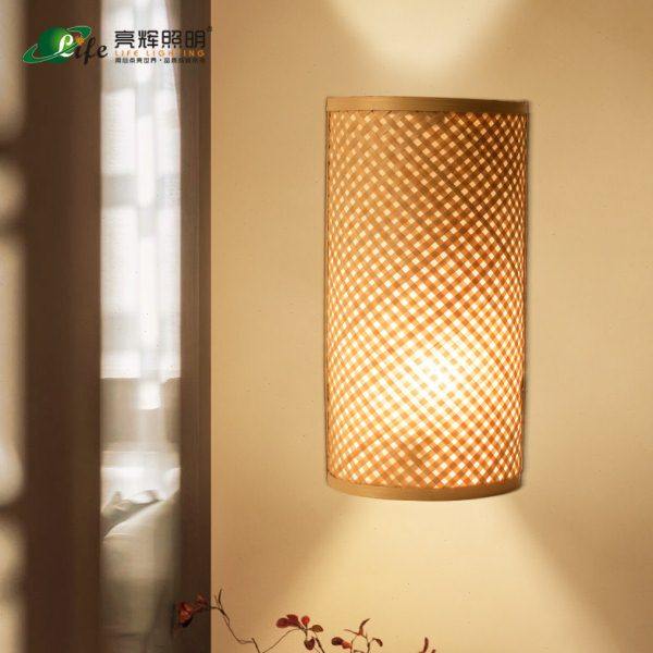 竹编新中式壁灯中国风酒店茶楼日式民宿灯客厅背景墙卧室床头灯具