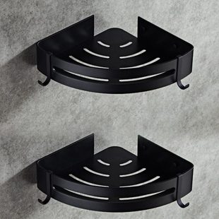 免打孔浴室角篮黑色三角形淋浴房置物架三脚架卫生间转角收纳架