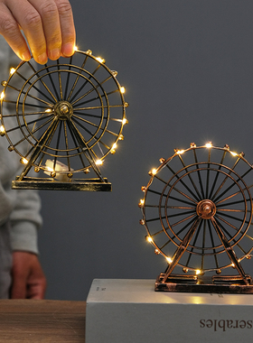 欧式复古铁艺做旧工艺摩天轮模型创意家居客N厅酒柜装饰品摆件摆