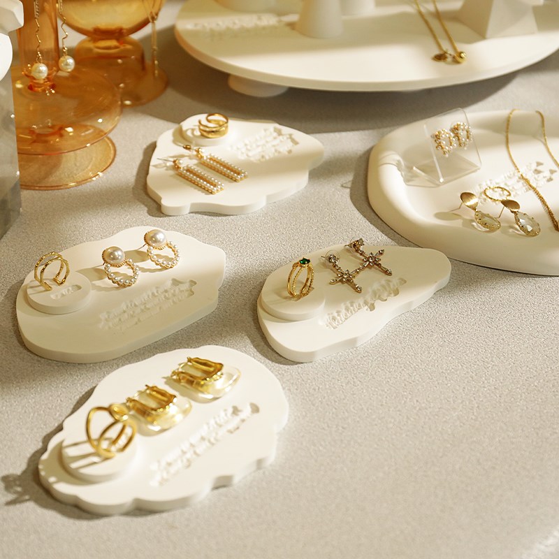 首饰展示架白色石j膏戒指托板耳环架饰品珠宝陈列拍摄道具创意摆