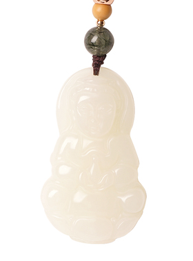 和田玉观音吊坠男玉石净瓶观音佛像玉佩玉坠白玉项链招财转运挂件