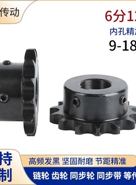 45钢SP60B链轮齿轮链条轮9-18齿成品孔发黑带键槽顶丝非标定做