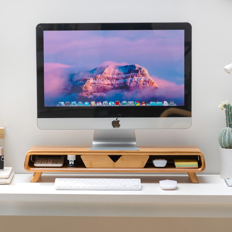 弧形电脑显示器增高架台式电脑抬高架办公室桌上键盘置物收纳支架