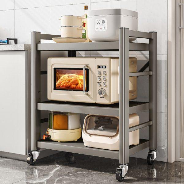 帅仕厨房微波炉置物架多功能多层家用落地烤箱电饭煲带轮收纳架子,厨房/烹饪用具,微波炉置物架,淘宝优惠券,粉丝福利购,淘宝优惠卷