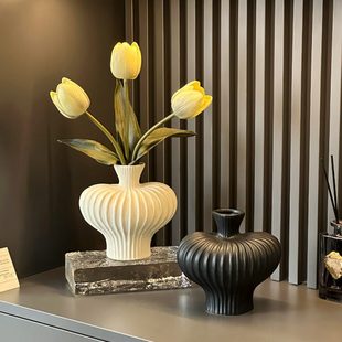 法式陶瓷复古花瓶摆件高级感客厅桌面插花装饰花器玄关电视柜摆设