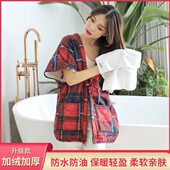 浴袍冬季 酒店温泉美容院女士洗澡和服居家服防水浴服 加绒加厚日式
