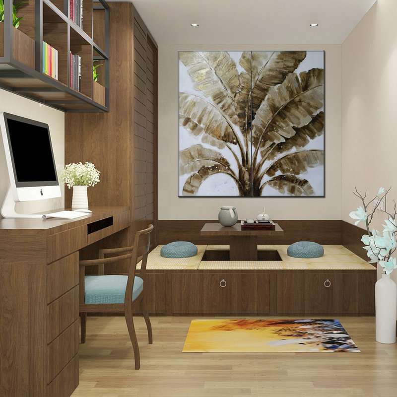 植物花卉半手绘油画 跨境宾馆酒店抽象秋意装饰画 复古艺术挂画图片