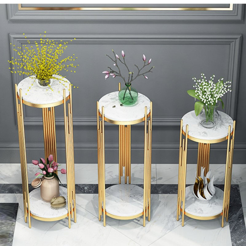 客厅置物架边几角几不锈钢装饰展示简约落地式高低多层花架