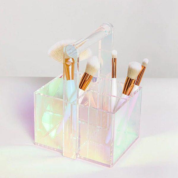 炫彩化妆刷收纳桶创意手提篮亚克力眉笔刷子收纳筒桌面收纳盒,收纳整理,化妆刷收纳盒/桶,淘宝优惠券,粉丝福利购,淘宝优惠卷