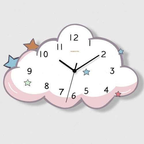 客厅挂钟2024新款创意时钟儿童房钟表挂墙现代简约可爱卧式免打孔