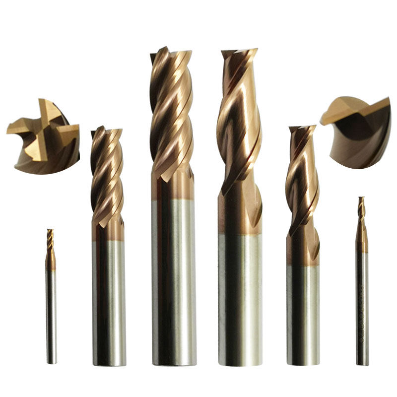 HRC60/65/68/70度4刃平底2刃直柄键槽钨钢涂层合金铣刀1 2 3 4-20