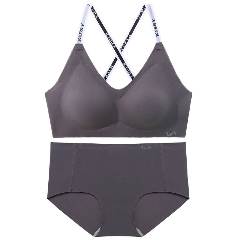 kissy无痕运动款带乳胶杯垫文胸罩简约R运动瑜伽内衣女套装