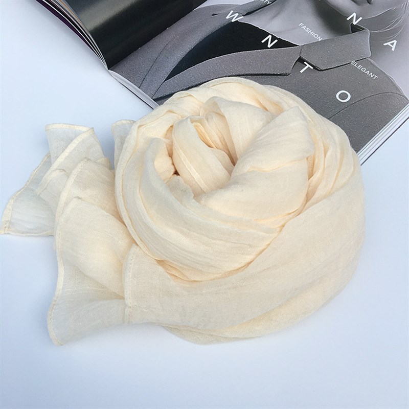 春秋姜黄色百搭文艺纯色围巾两z用长款披肩出游遮阳防晒丝巾女夏