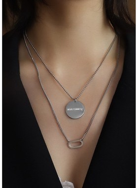 钛钢项链双层女款不掉色小众设计感轻C奢饰品diy百搭辣妹P965