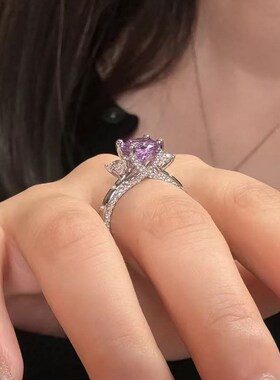 珠宝S925银时尚金s武士甜酷紫8.0mm烟花切锆石欧美ins百搭款