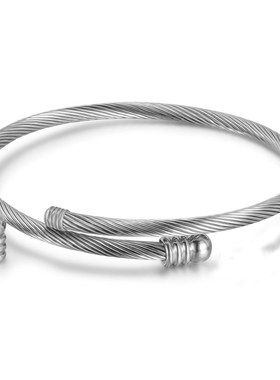 三色不锈钢手镯女3MM不锈钢钢丝线女士手镯可N拆卸螺纹个性ins