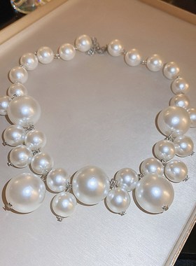 欧美夸张珍珠项链辣n妹甜酷风小众百搭锁骨链轻奢高级感项饰女