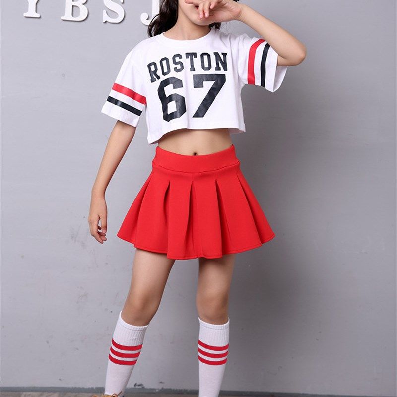 儿童爵士舞演f出服装女童嘻哈街舞套装幼儿啦啦队服健美操表演服