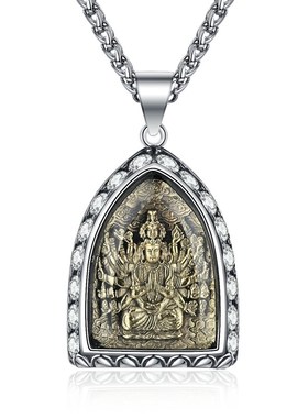 国潮新品锆石镶钻十二生肖八大守护神新中式本命佛Y牌项链饰品男