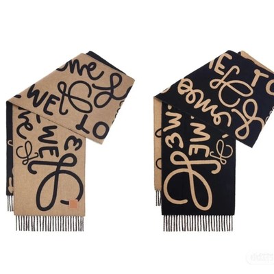 2023新款罗威老花涂鸦围巾女秋冬季经典字M母百搭双面情侣围脖披